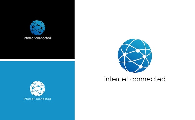 Globalne Logo Sieci Wektorowy Szablon Ikony Połączonej Z Internetem