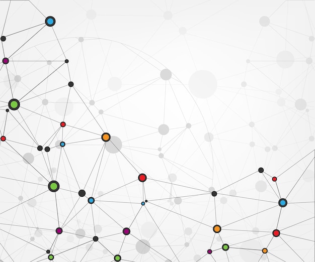 Plik wektorowy globalne połączenia sieciowe z punktami i liniami abstrakcyjne tło technologii struktura molekularna z połączonymi punktami ilustracja wektorowa