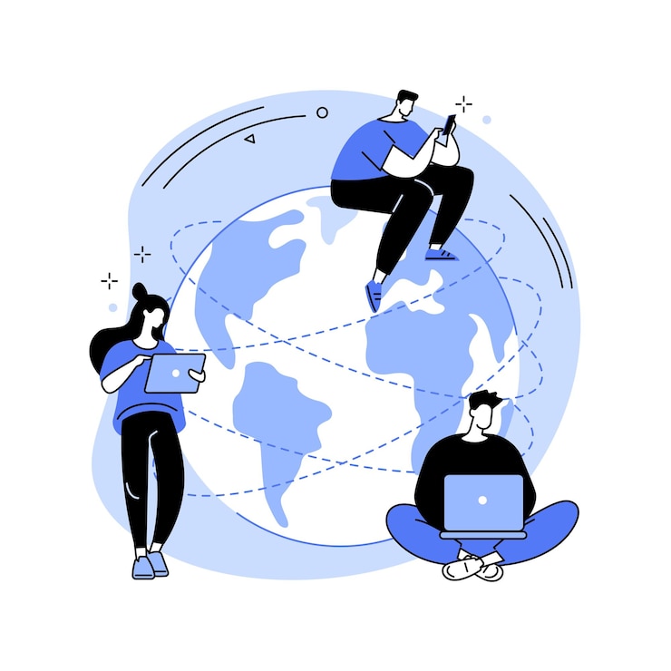 Wektor globalne połączenie sieciowe abstrakcyjne pojęcie ilustracji wektorowych