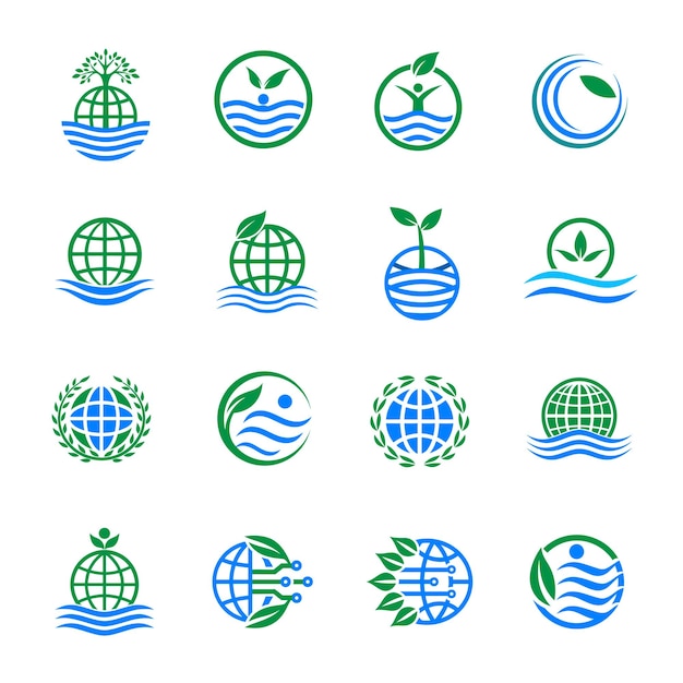 globus z projektem logo koncepcji przyrody na białym tle