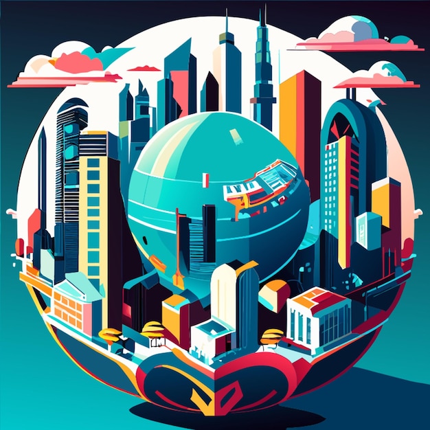Plik wektorowy globusa miejskiego bez ilustracji wektorowej tlenu