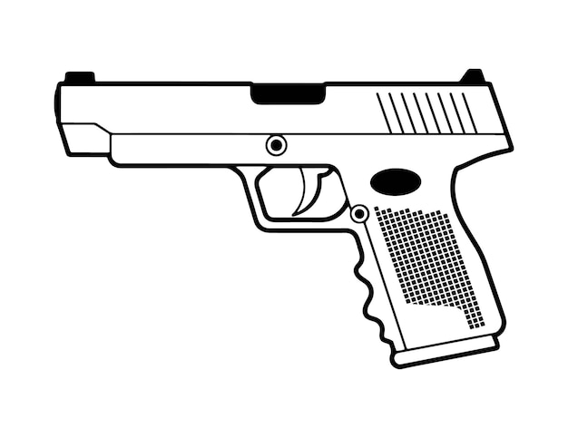 Glock 17 automatyczny pistolet ilustracja wektorowa czarno-białego tła
