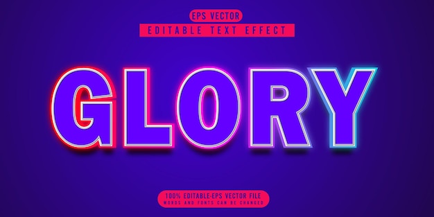 Glory edytowalny wektor efektów tekstowych