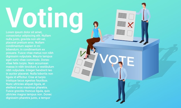 Głosowanie Ludzie Głosują Oddają Swój Głos Na Kandydata Elektroniczny Plakat Głosowania W Stylu Biznesowym