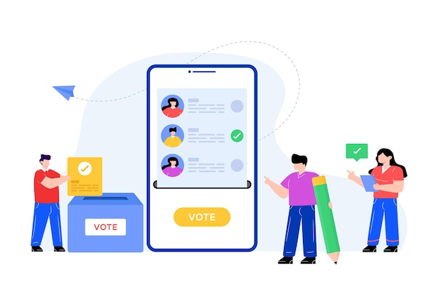Głosowanie Online W Płaskiej Ilustracji Wektorowych Projektu