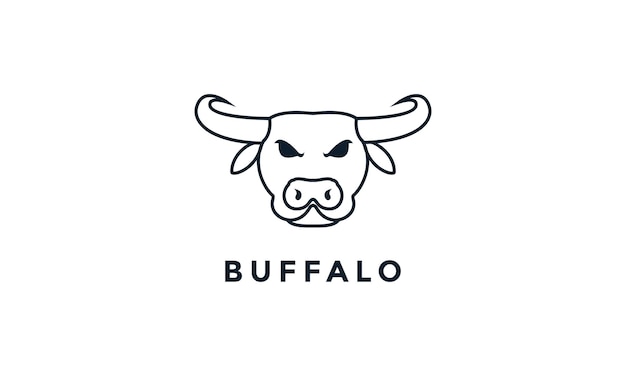 Głowa Buffalo Mocna Linia Zarys Hipster Logo Wektor Ikona Ilustracja