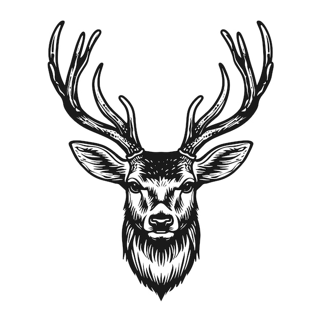 Plik wektorowy głowa czarnego jelenia z symetrycznymi rogami
