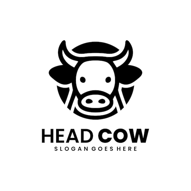 głowa krowy ilustracja linia sztuka logo