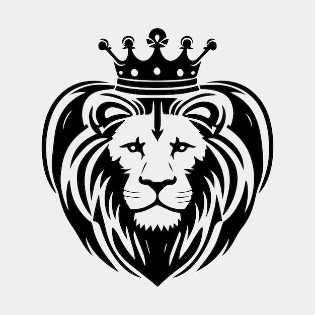 Głowa lwa z logo wektora korony