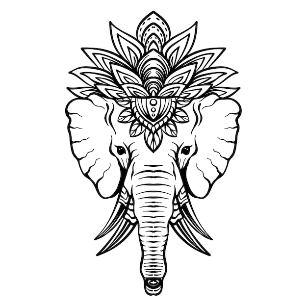 Plik wektorowy głowa słonia w ornamentie