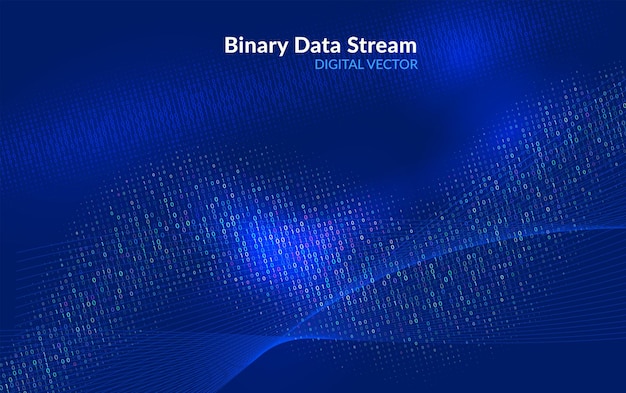 Glowing binary data visualization with digital matrix style Ideal for big data analytics virtual reality and information technology concepts