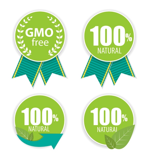 Gmo Free I 100 Naturalnych Etykiet Zestaw Ilustracji Wektorowych