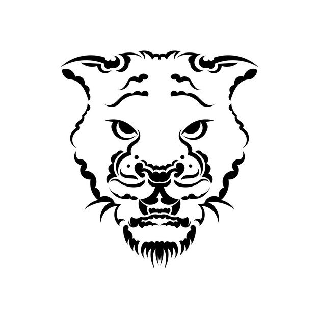 Gniew Tygrysa Czarny Tatuaż Ilustracja Wektorowa Głowy Tygrysa