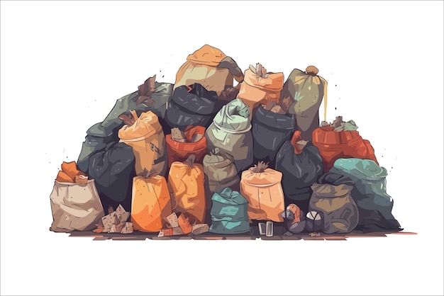 Gnijące śmieci W Worku Na Odpady Pojedynczo Na Tle Ilustracja Wektora Kreskówek