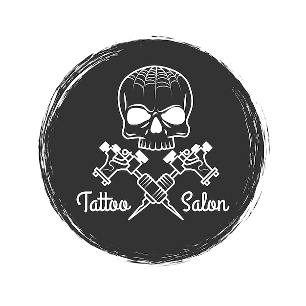 Plik wektorowy godło grunge tatuaż salon z czaszką