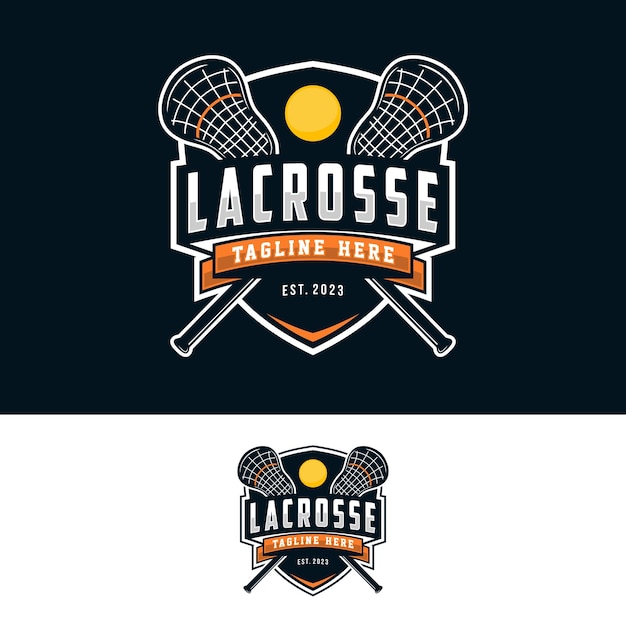 Godło odznaka logo lacrosse Ilustracja wektorowa etykiety sportowej