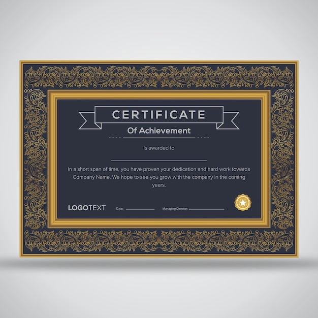 Golden Appreciation Certificate Templates W Stylu Retro