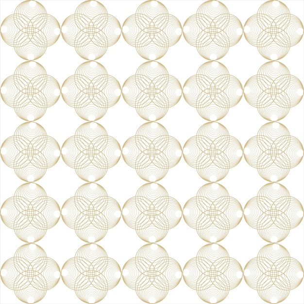 Golden_line_circles_in_flower_shape_pattern_design_on_white_background.