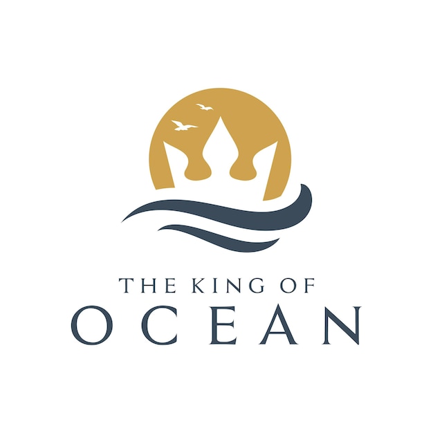 Golden Trident King Crown Z Logo Ocean Sea Wave I Bird