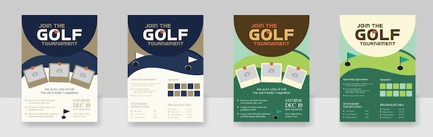 Golf Flyer Wektorowy Szablon Projektowania Układu Dla Wydarzeń Sportowych, Gry Golfowej, Ulotki I Okładki Czasopisma