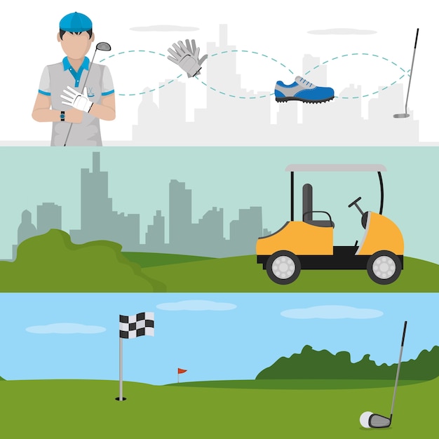 Golf męski gracz przy obozem