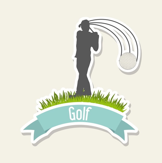 Golfista Człowiek Na Beżowym Tle Golf Ilustracji Wektorowych
