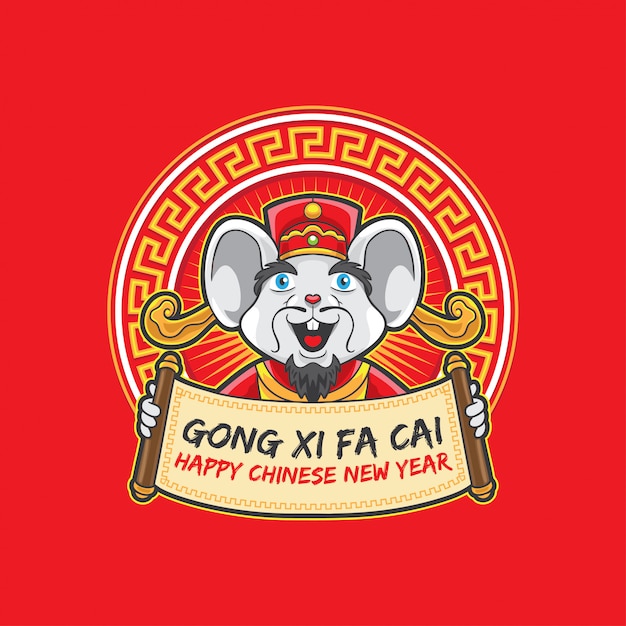 Plik wektorowy gong xi fa cai stara mysz gospodarstwa pozdrowienie znak