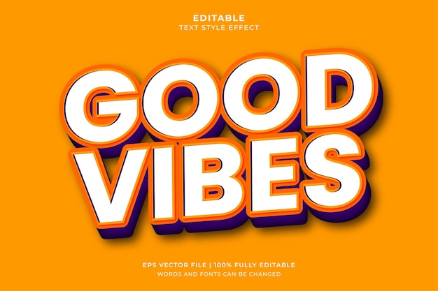 Good Vibes Nowoczesny retro edytowalny efekt tekstowy