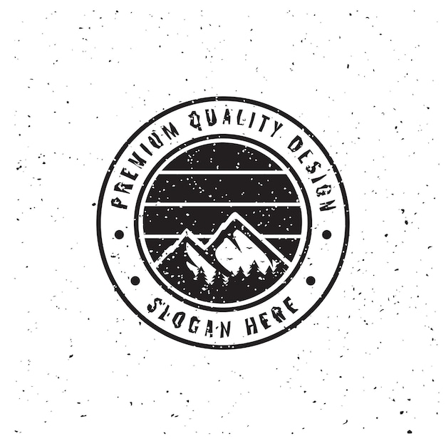 Góra Ze śniegiem Logo Vintage Przygoda Na świeżym Powietrzu Panorama Wakacje