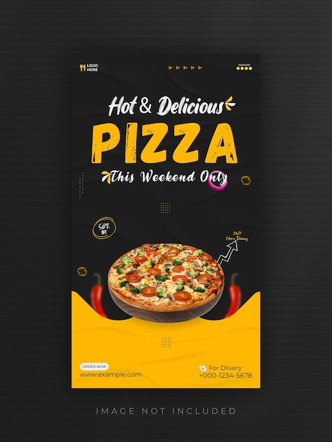 Gorąca i pyszna pizza na instagramie lub szablon historii na facebooku