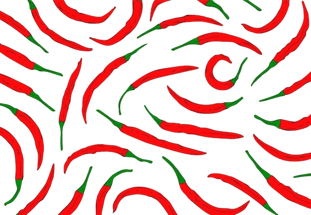 Gorący czerwony chili bezszwy wzór izolowany na białym tle ilustracja wektorowa
