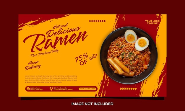 Gorący I Pyszny Baner Reklamowy Ramen Lub Szablon Plakatu