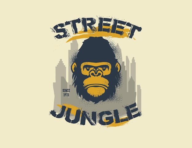 Gorilla King Of The Street. Street Jungle. Ilustracja