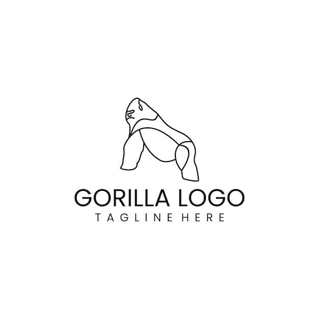 Gorilla Line Art Logo Wektor Ikona Szablon Projektu