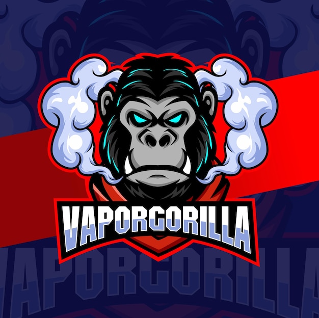 Gorilla Para Z Logo Maskotki Dymnej Esport Do Sklepu Z Parą I Gry