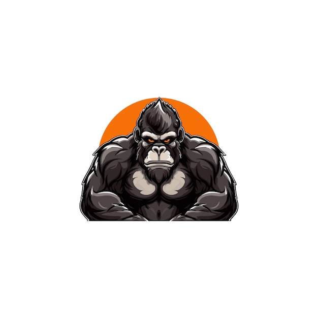 Gorilla T-shirt Print Design Ilustracja Wektorowa Izolowana Na Tle Muscular Gorilla Mascot