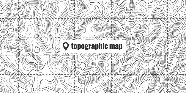 Plik wektorowy górna mapa z liniami konturowymi geograficzna siatka terenu relief wysokość wysokość ścieżka gruntowa