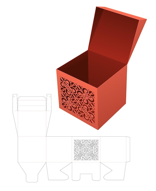 Górne Pudełko Z Wyciętym Szablonem Z Szablonem I Makietą 3d