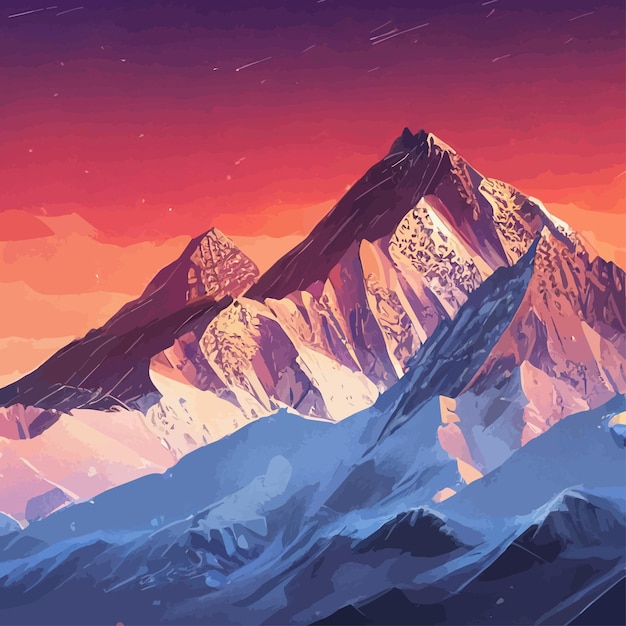 Plik wektorowy górska dojrzała sylwetka element zewnętrzna ikona śnieżne szczyty lodowe i dekoracyjne realistyczne