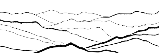 Górski minimalizm imitujący rysunek ołówkiem