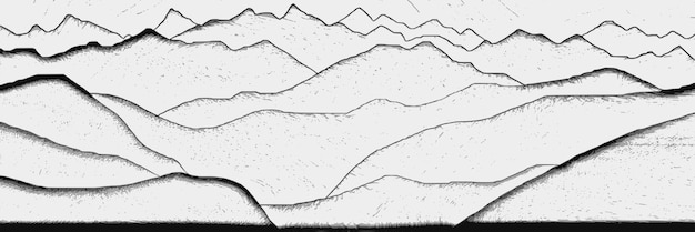 Górski minimalizm imitujący rysunek ołówkiem