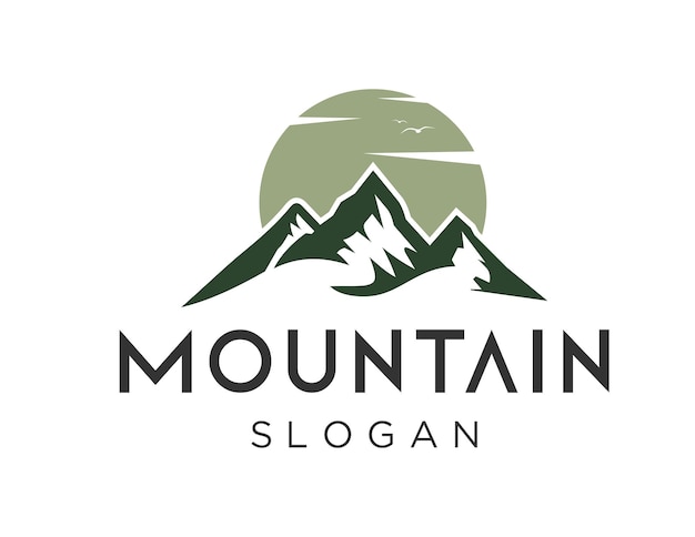 Górskie logo ze słońcem za nim