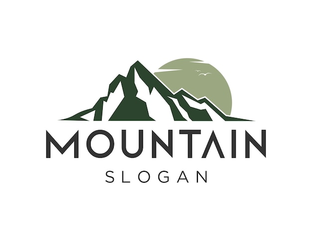 Górskie logo ze słońcem za nim