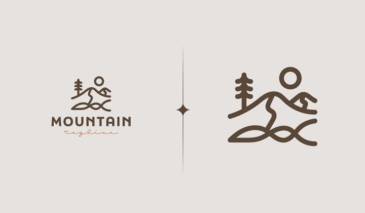 Góry i promienie słońca Mount Peak Hill Nature Krajobraz widok dla szablonu logo Adventure Outdoor