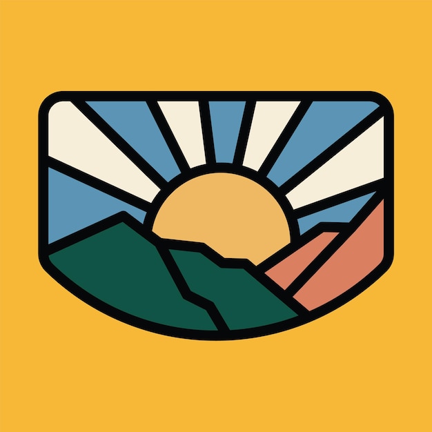 Góry I Wschód Słońca Projekt Graficzny Ilustracja Wektorowa Sztuki Tshirt