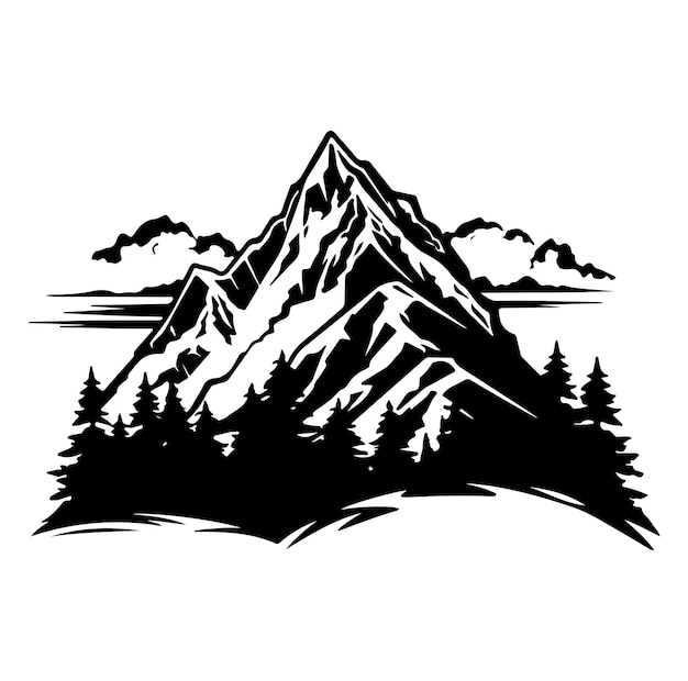 Plik wektorowy góry wektor pasmo górskie sylwetka na białym tle ilustracji wektorowych