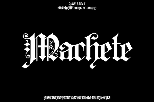 Gothic Machete Creative Wektorowy Blackletter Display Alfabet Font Design Wektorowy Ilustracja
