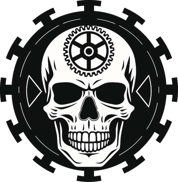 Gothic Mechanical Skull Ciemna Wizja Technologicznej Innowacji Cyberpunk The Mechanical Skull Emblem