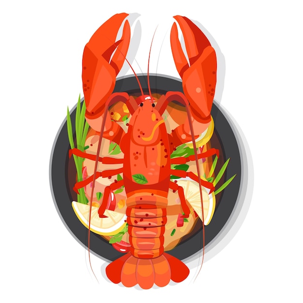 Gotowana sałatka z homara Cartoon ilustracji wektorowych owoców morza