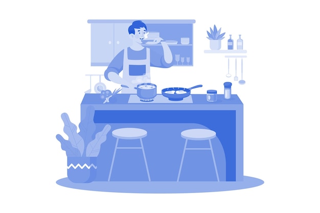 Gotowanie Kuchnia Ilustracja koncepcja Płaska ilustracja na białym tle